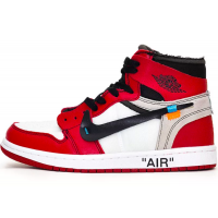 Nike Air Jordan Retro 1 High Og x Off-White (Белые с красным) 
